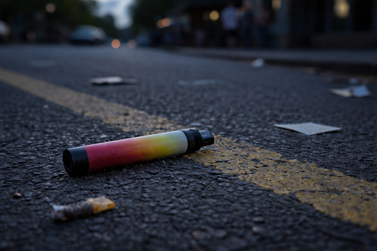 Vape that has been litterec on the street.